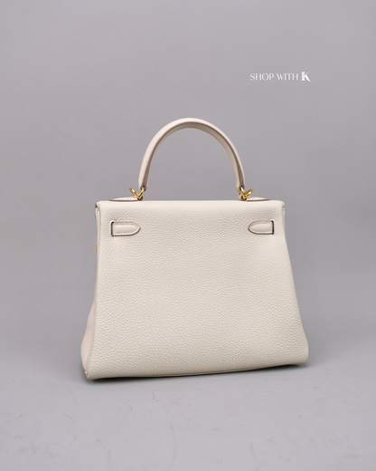 Hermes Kelly 25 Craie GHW