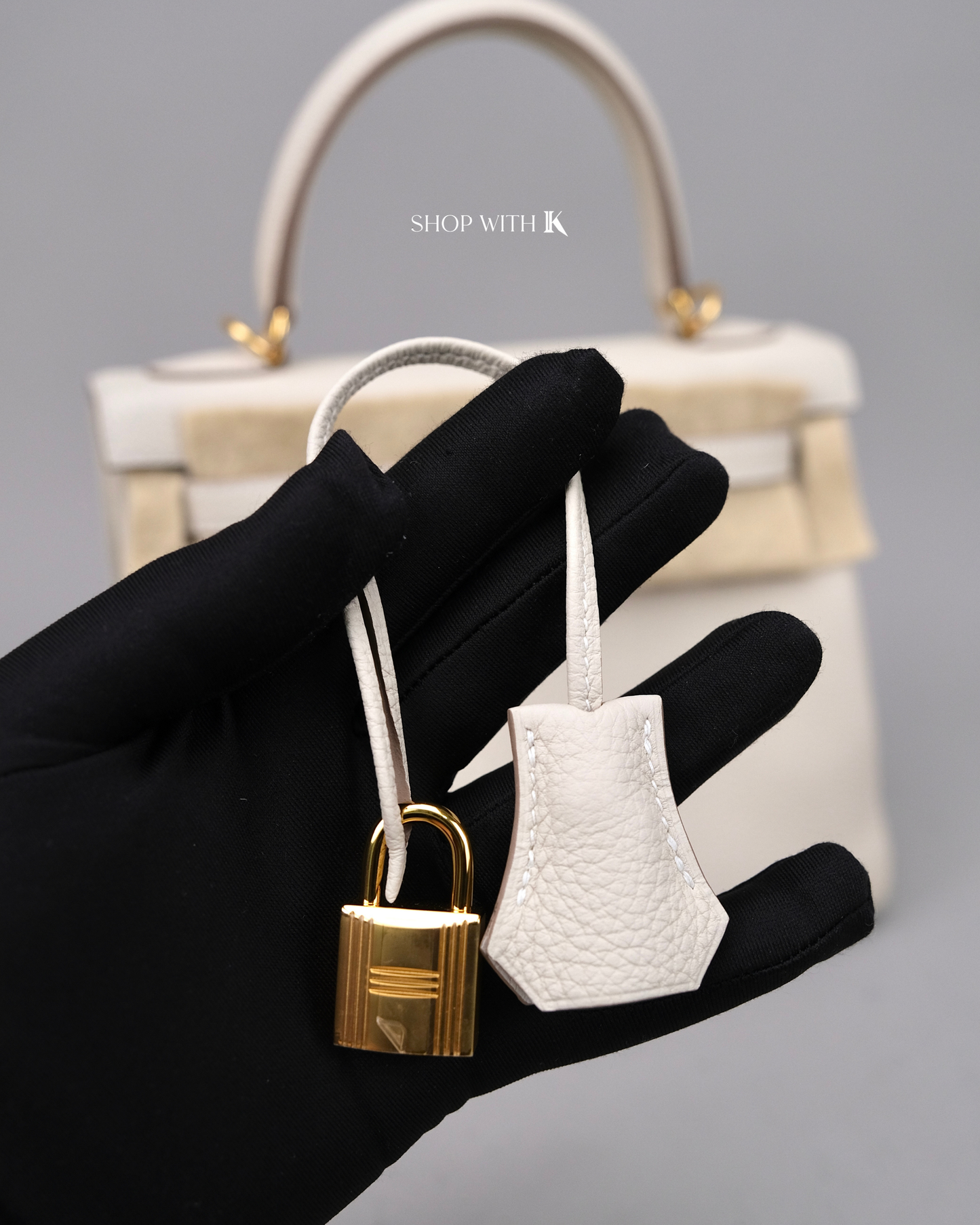 Hermes Kelly 25 Craie GHW
