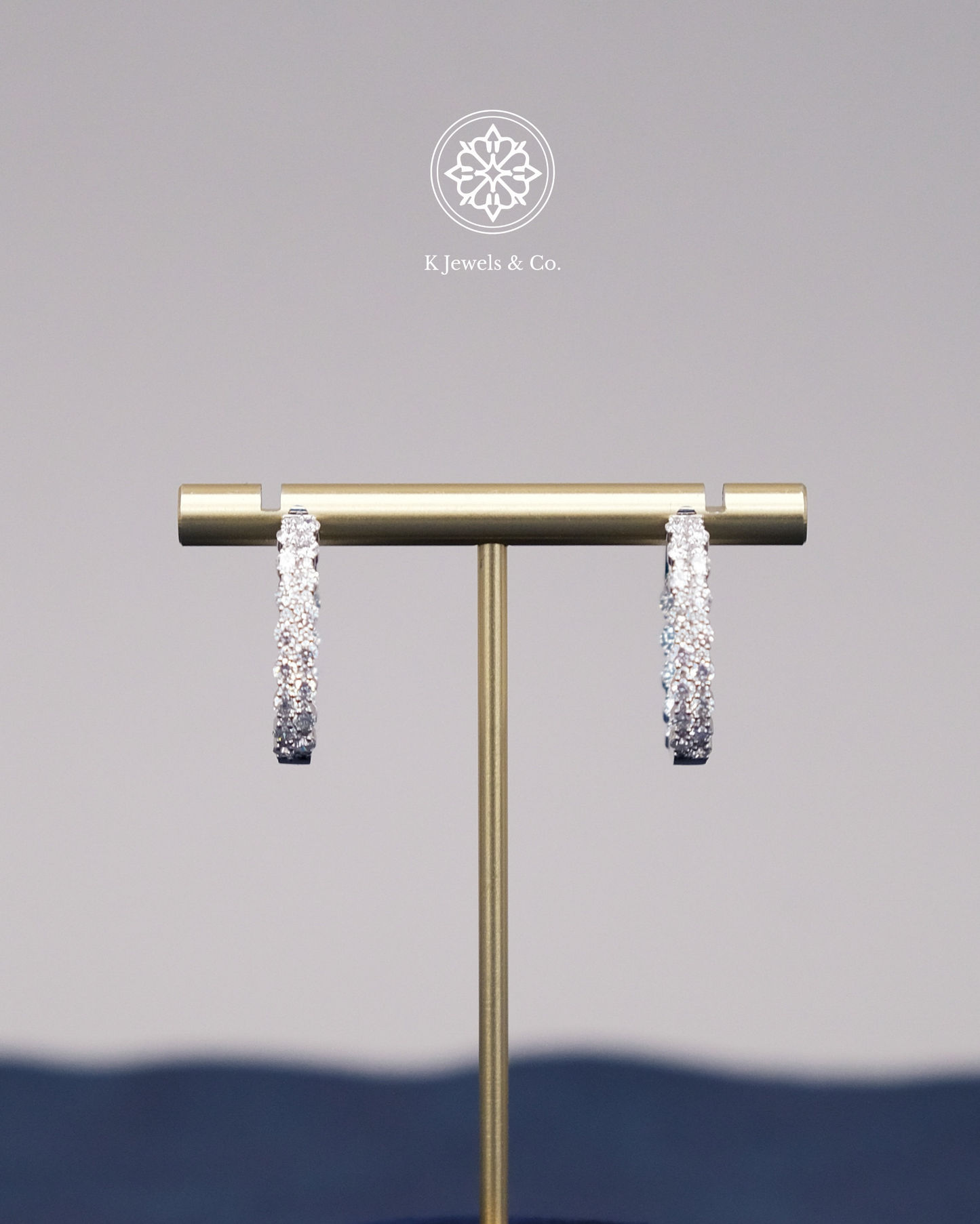Diamond Loop Earrings in White Gold