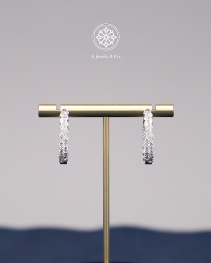 Diamond Loop Earrings in White Gold