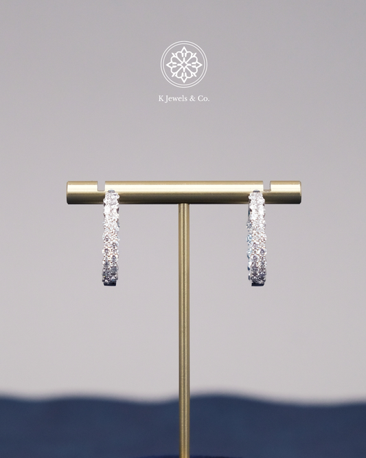 Diamond Loop Earrings in White Gold