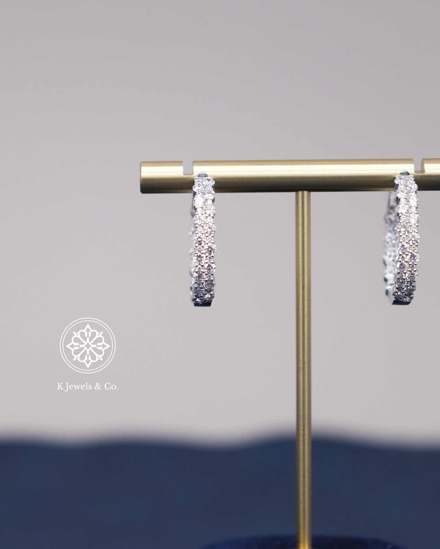 Diamond Loop Earrings in White Gold