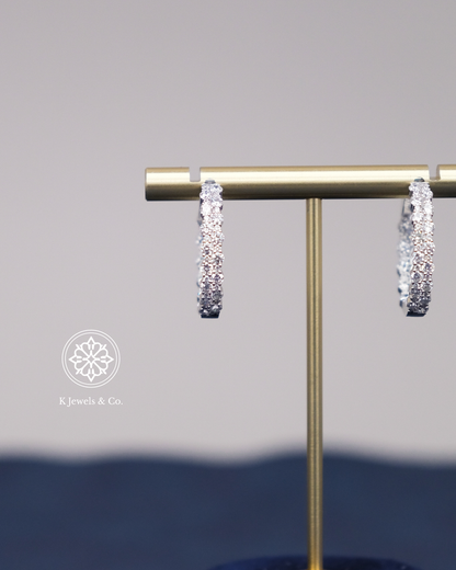 Diamond Loop Earrings in White Gold