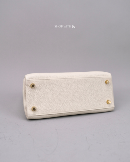 Hermes Kelly 25 Craie GHW