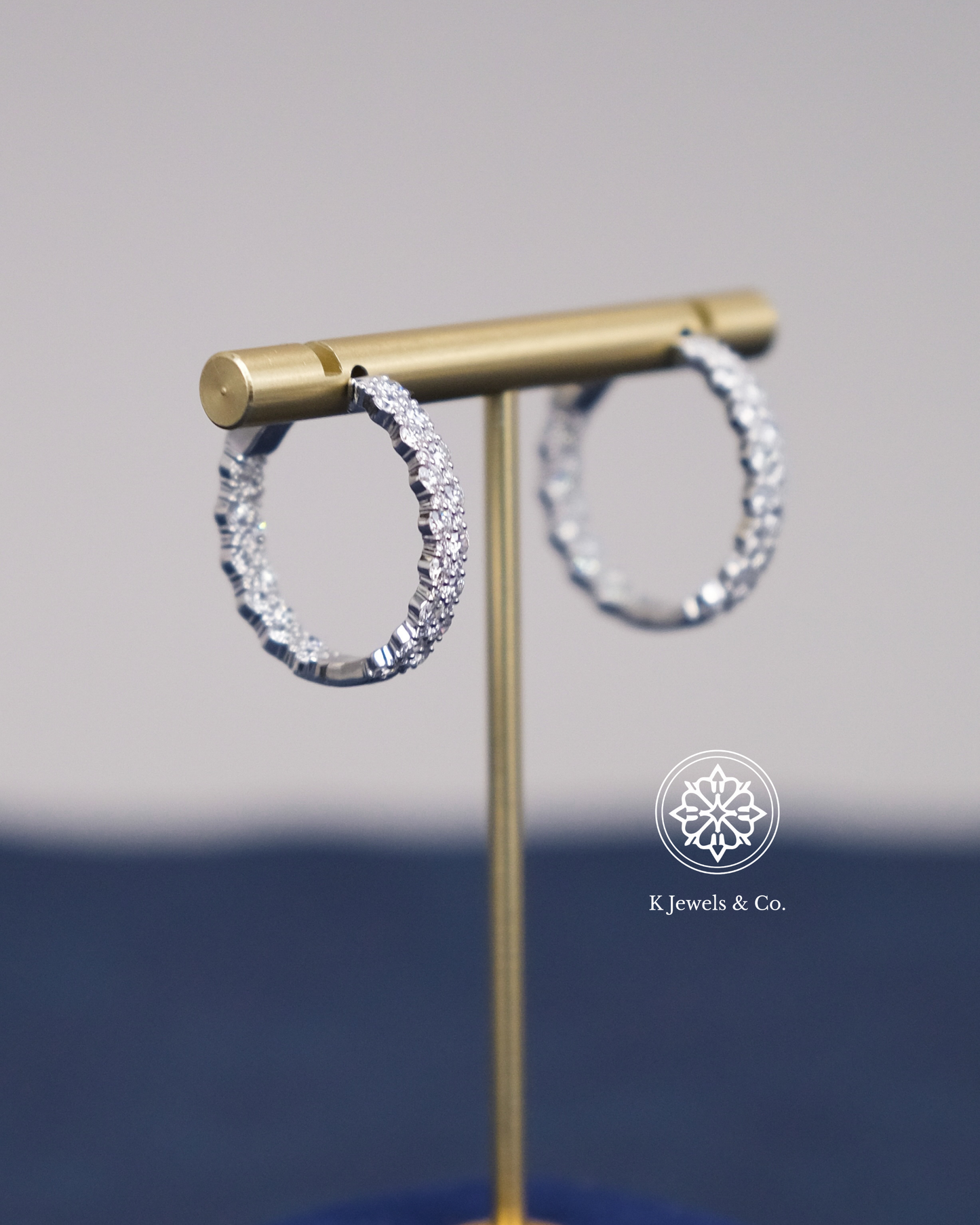 Diamond Loop Earrings in White Gold
