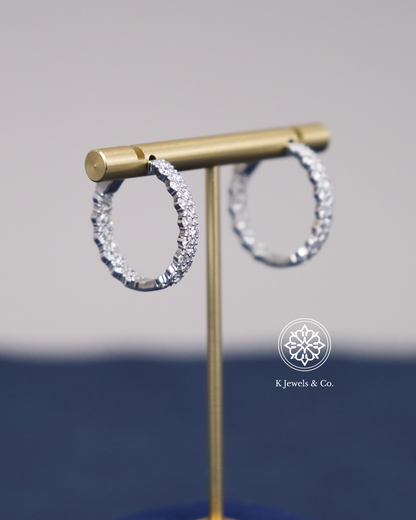 Diamond Loop Earrings in White Gold