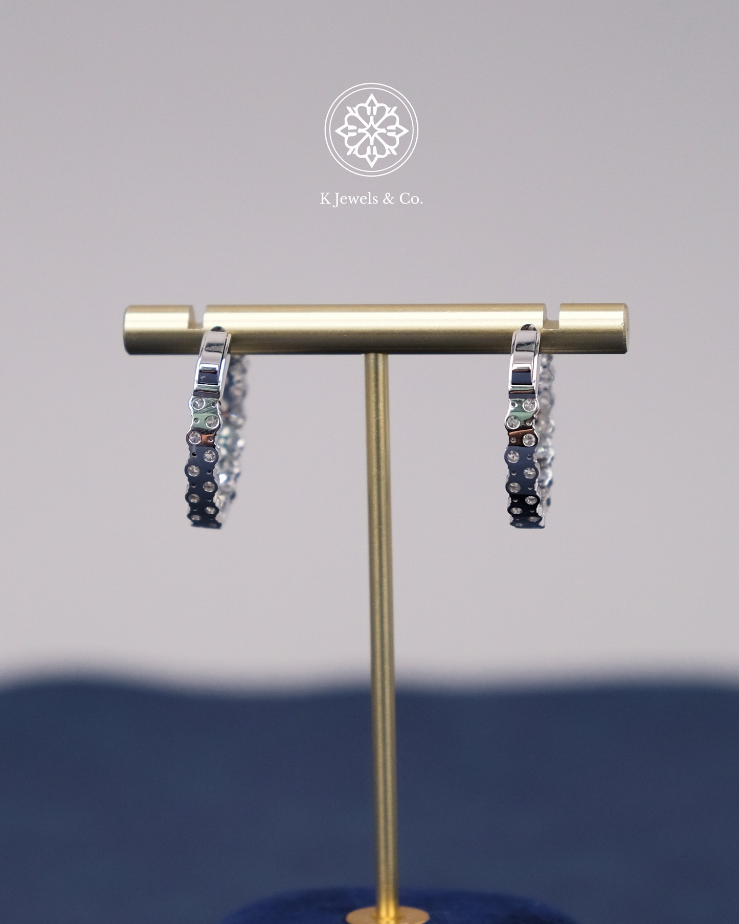 Diamond Loop Earrings in White Gold