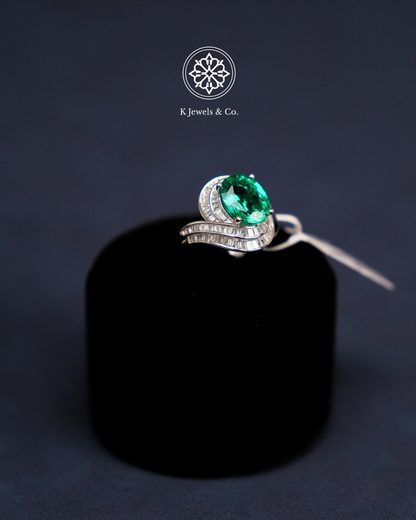 Created Emerald w/ Diamond Set