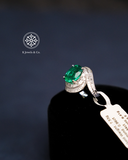 Created Emerald w/ Diamond Set