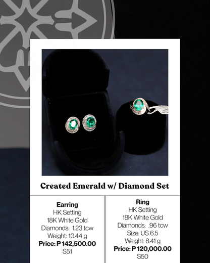 Created Emerald w/ Diamond Set