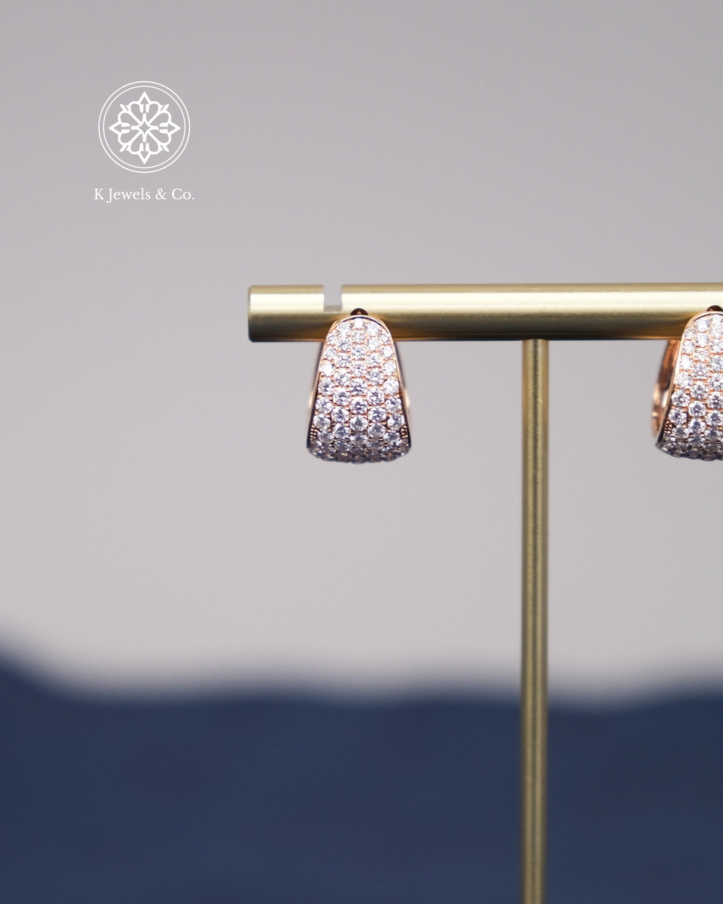 Diamond Loop Earrings in Rose Gold