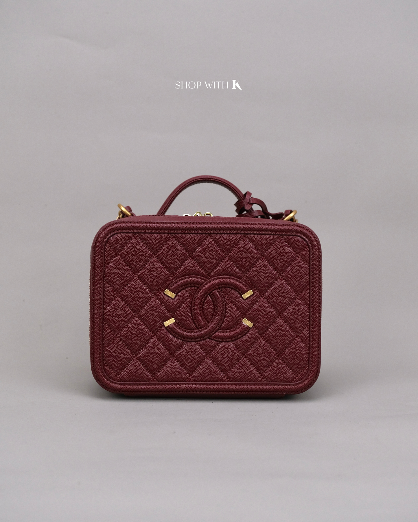 Chanel Filigree Vanity Case Burgundy