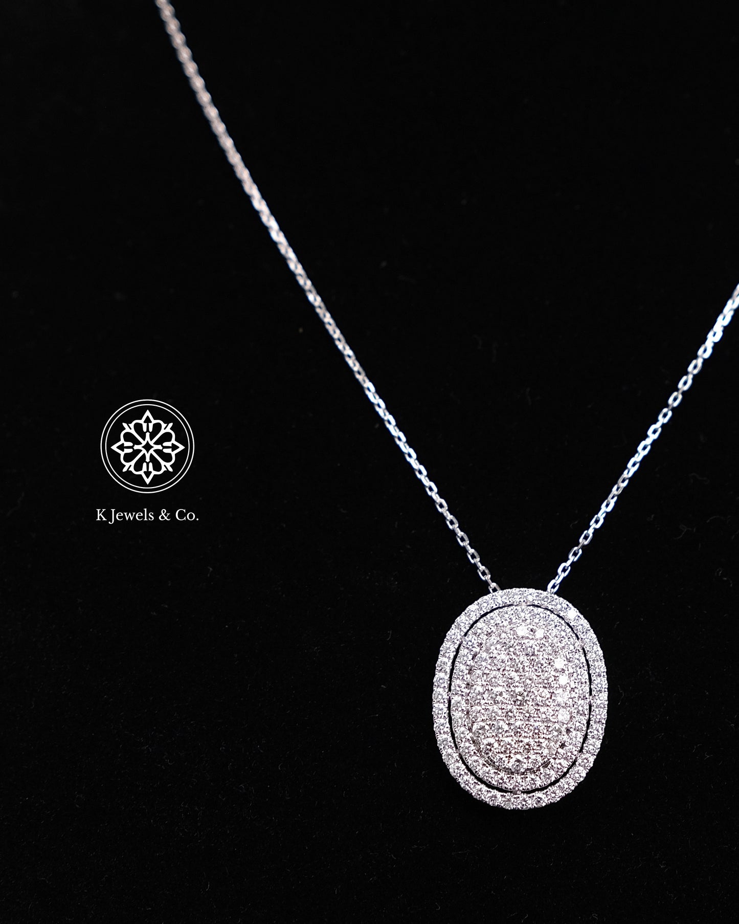Oval Diamond Pendant w/ Chain