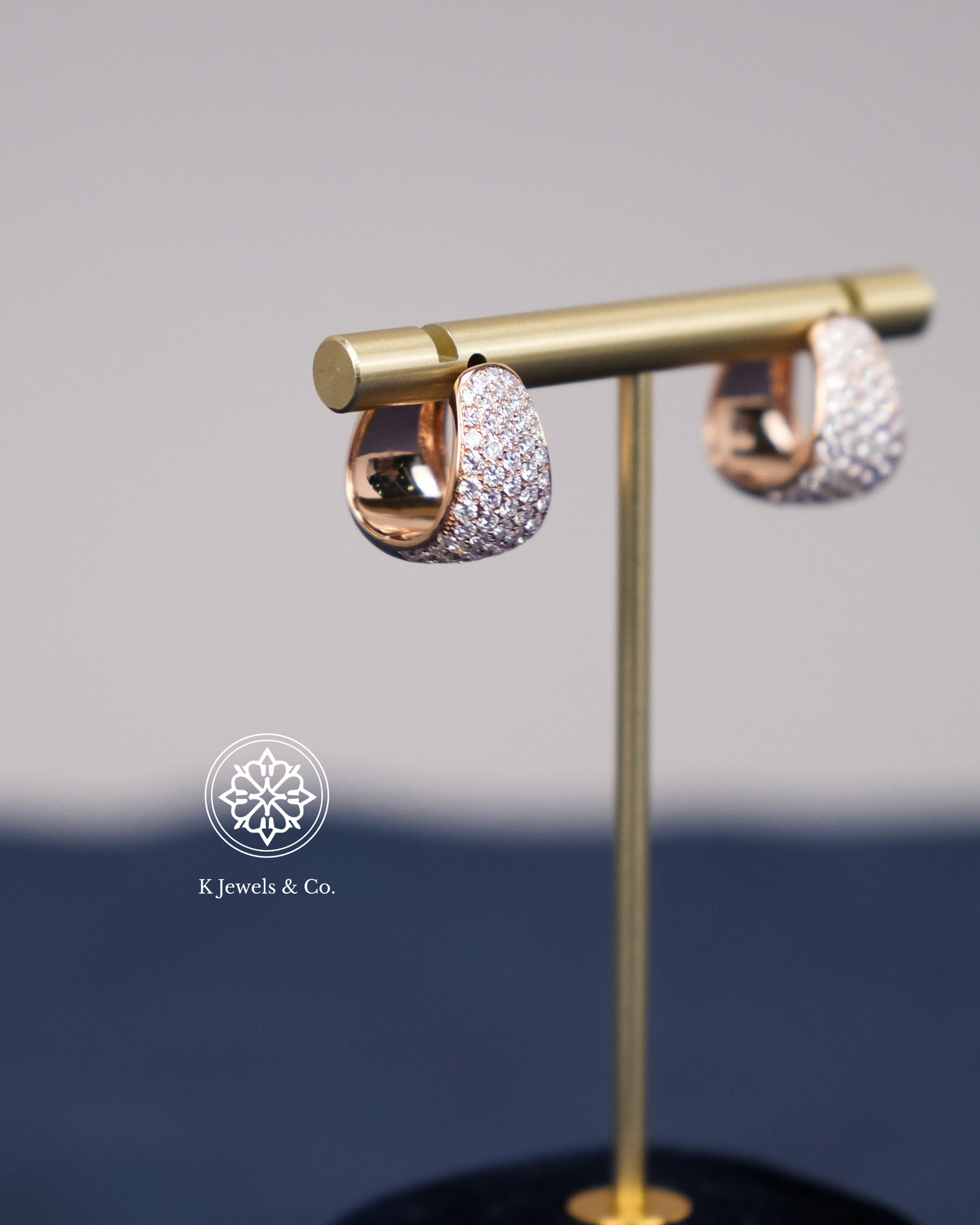 Diamond Loop Earrings in Rose Gold