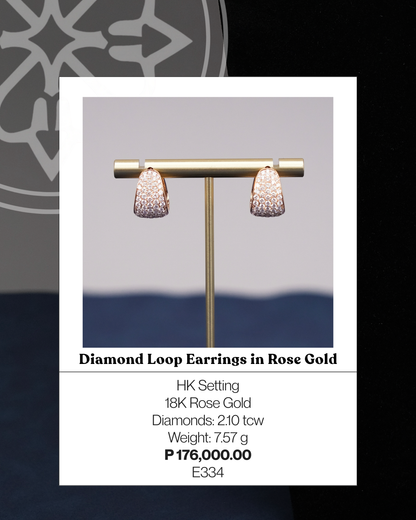 Diamond Loop Earrings in Rose Gold