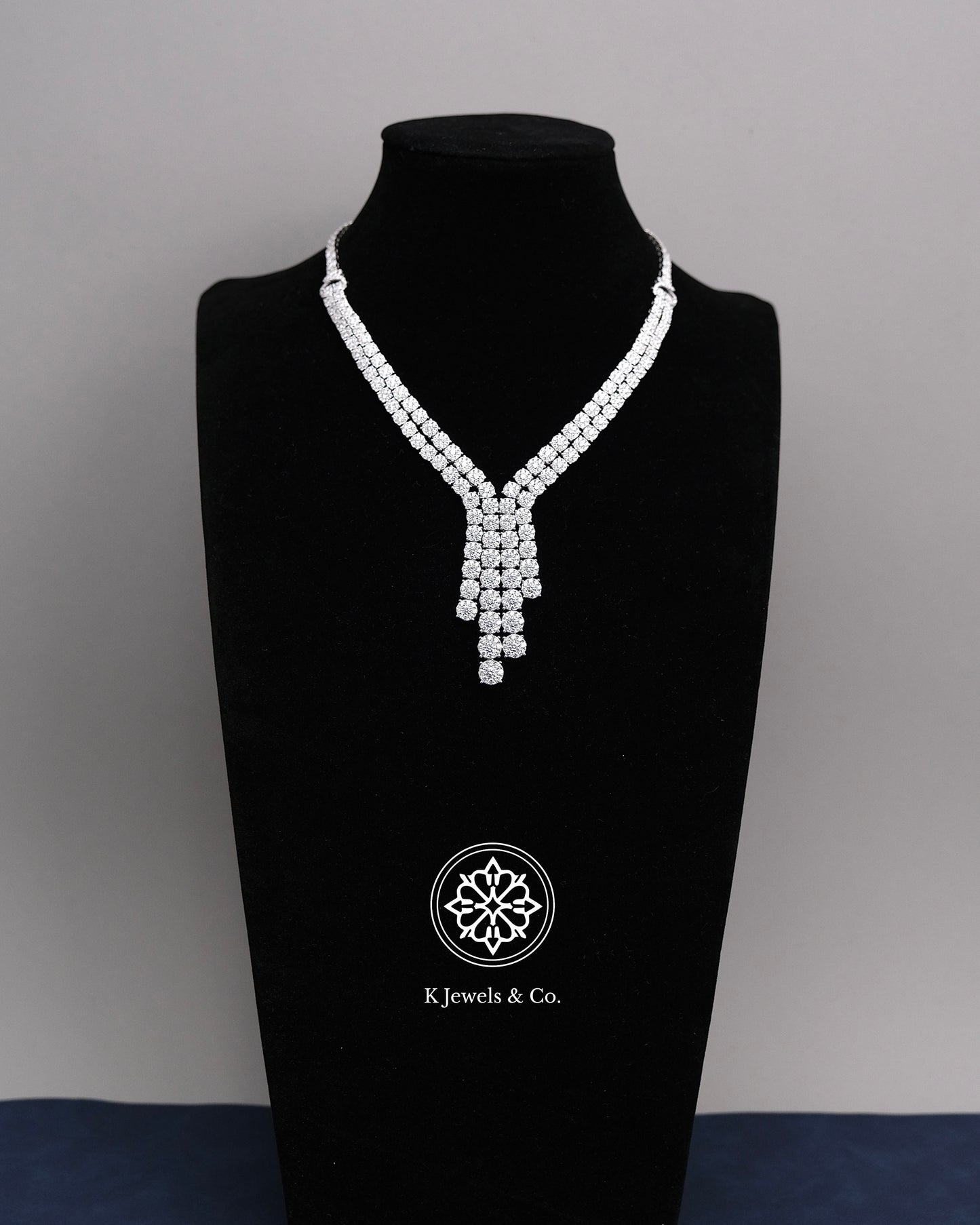Diamond Drop Illusion Tennis Necklace