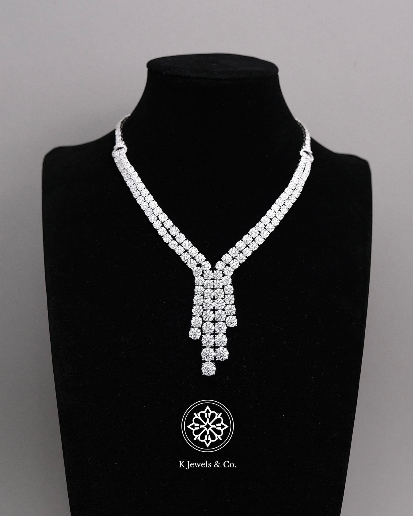 Diamond Drop Illusion Tennis Necklace
