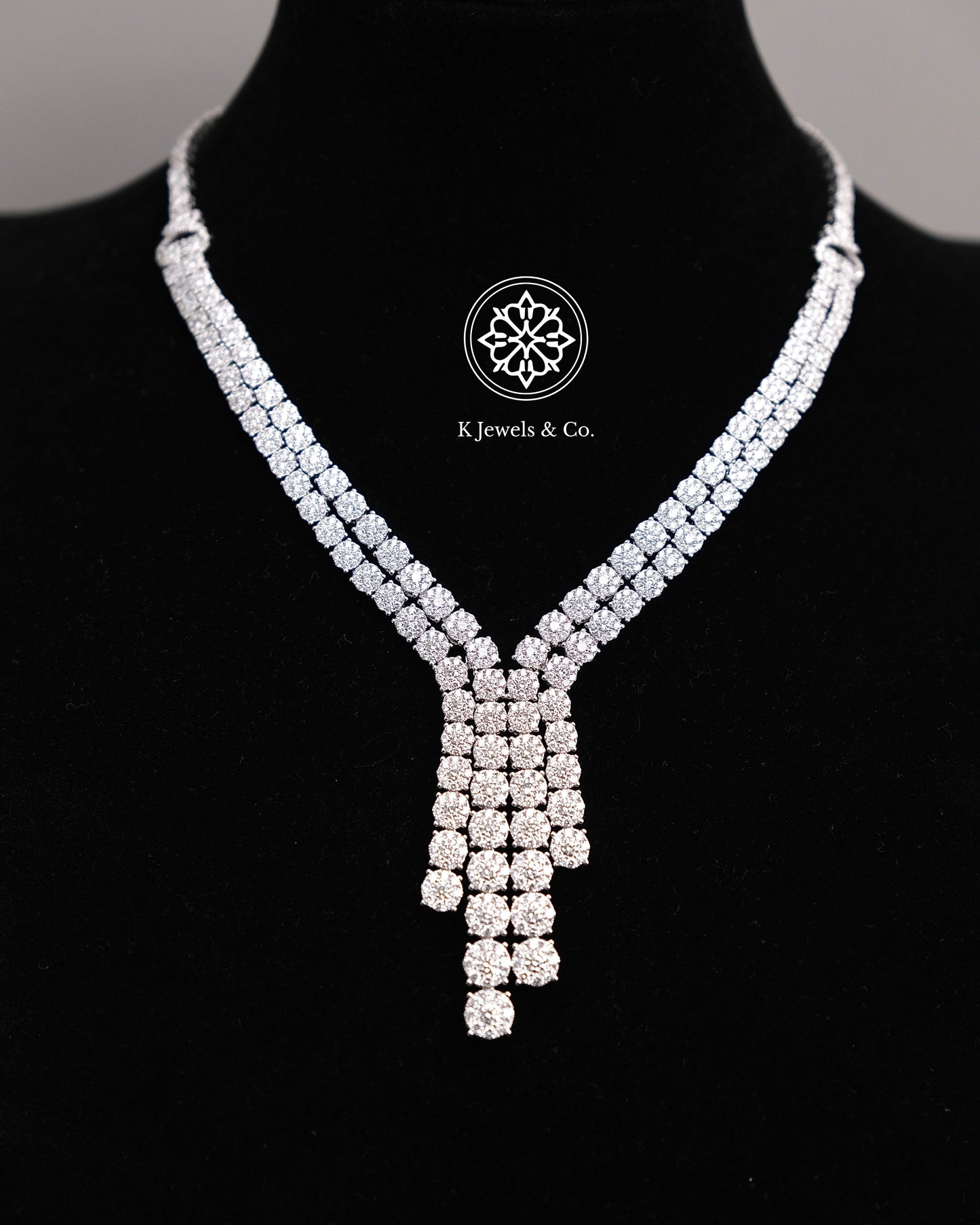 Diamond Drop Illusion Tennis Necklace