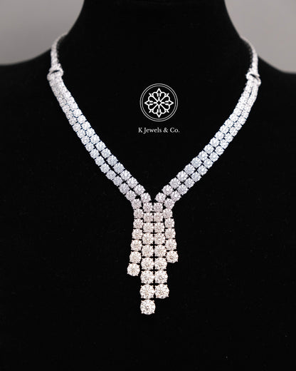 Diamond Drop Illusion Tennis Necklace