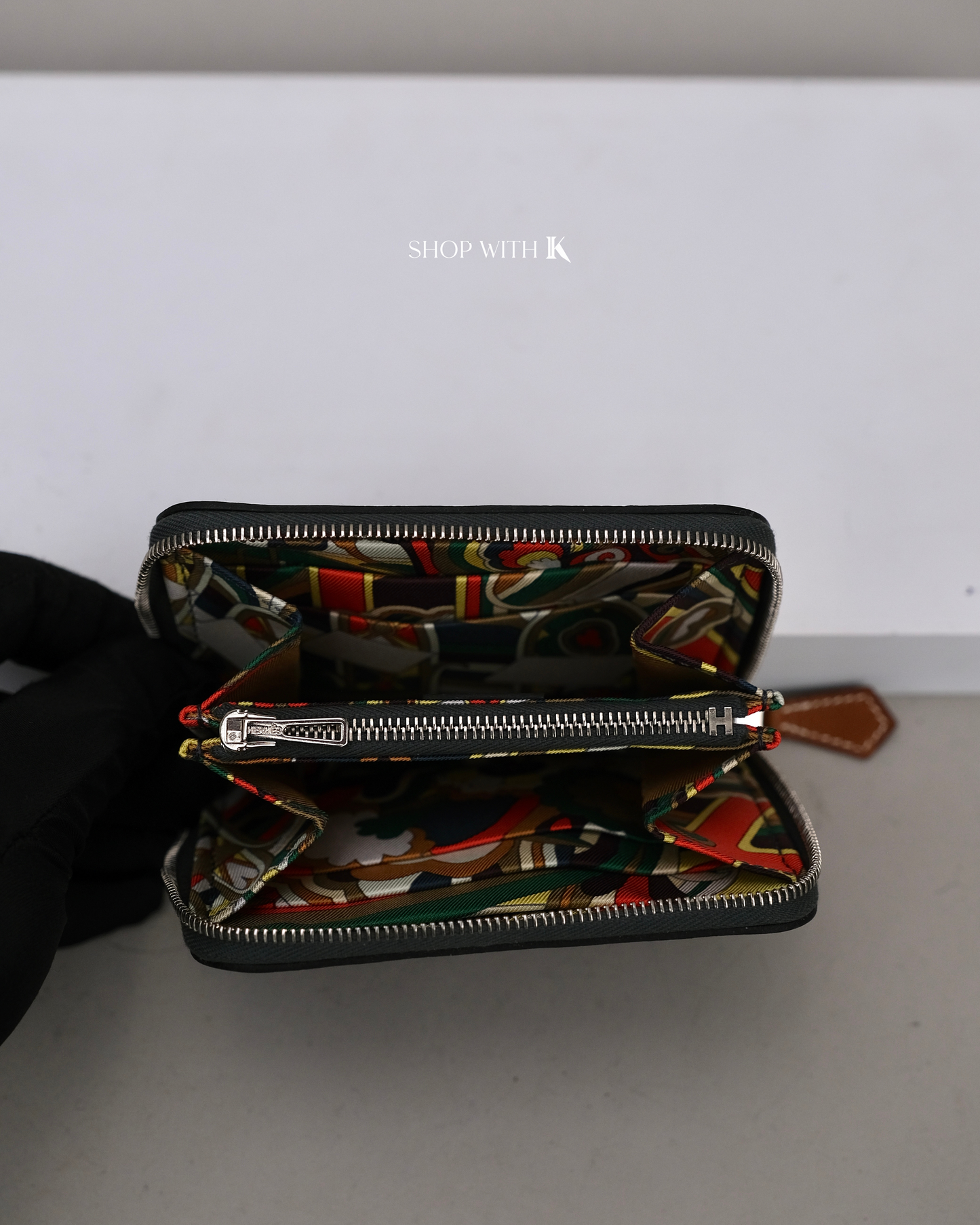 Hermes Silk-In Compact Wallet Gris Misty