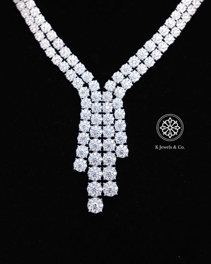 Diamond Drop Illusion Tennis Necklace