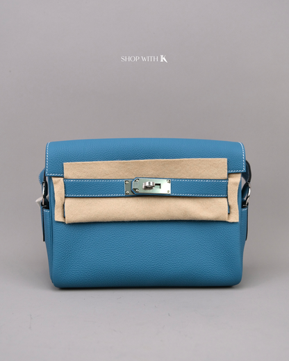 Hermes Kelly Messenger PM Bleu Jeans PHW
