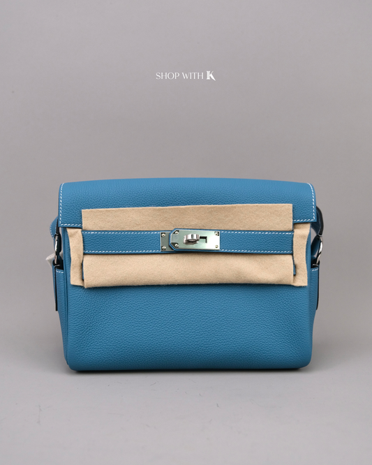 Hermes Kelly Messenger PM Bleu Jeans PHW