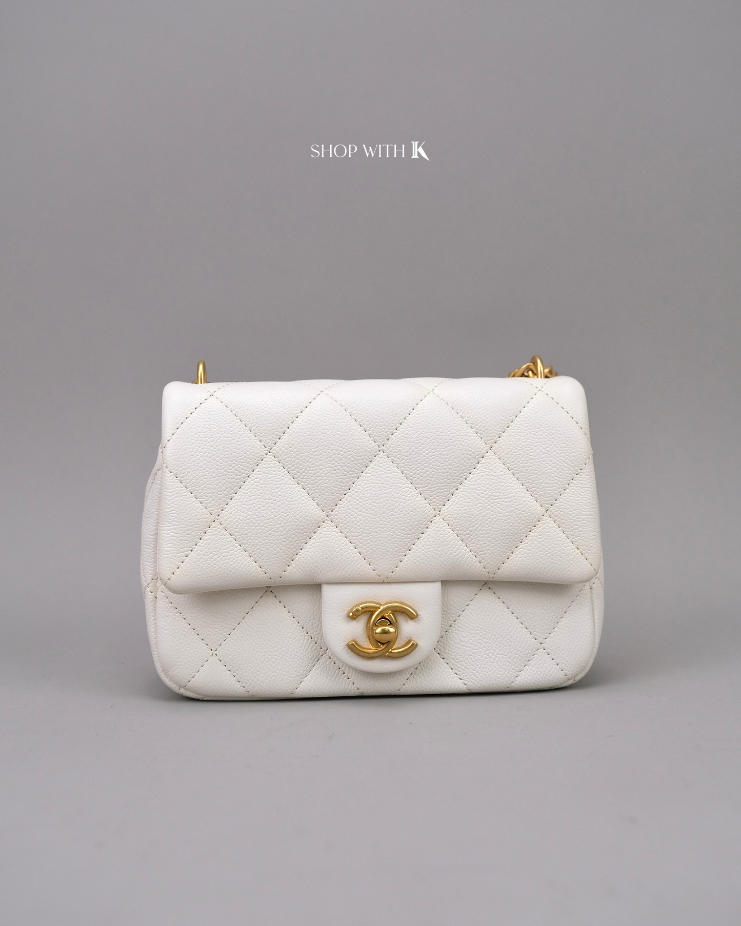 Chanel Mini Square Flap Heart Crush White