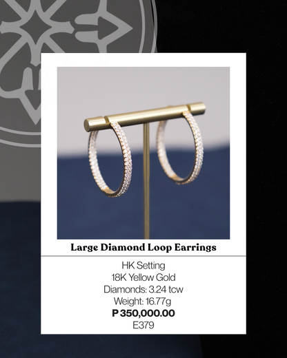 Large Diamond Loop Earrings