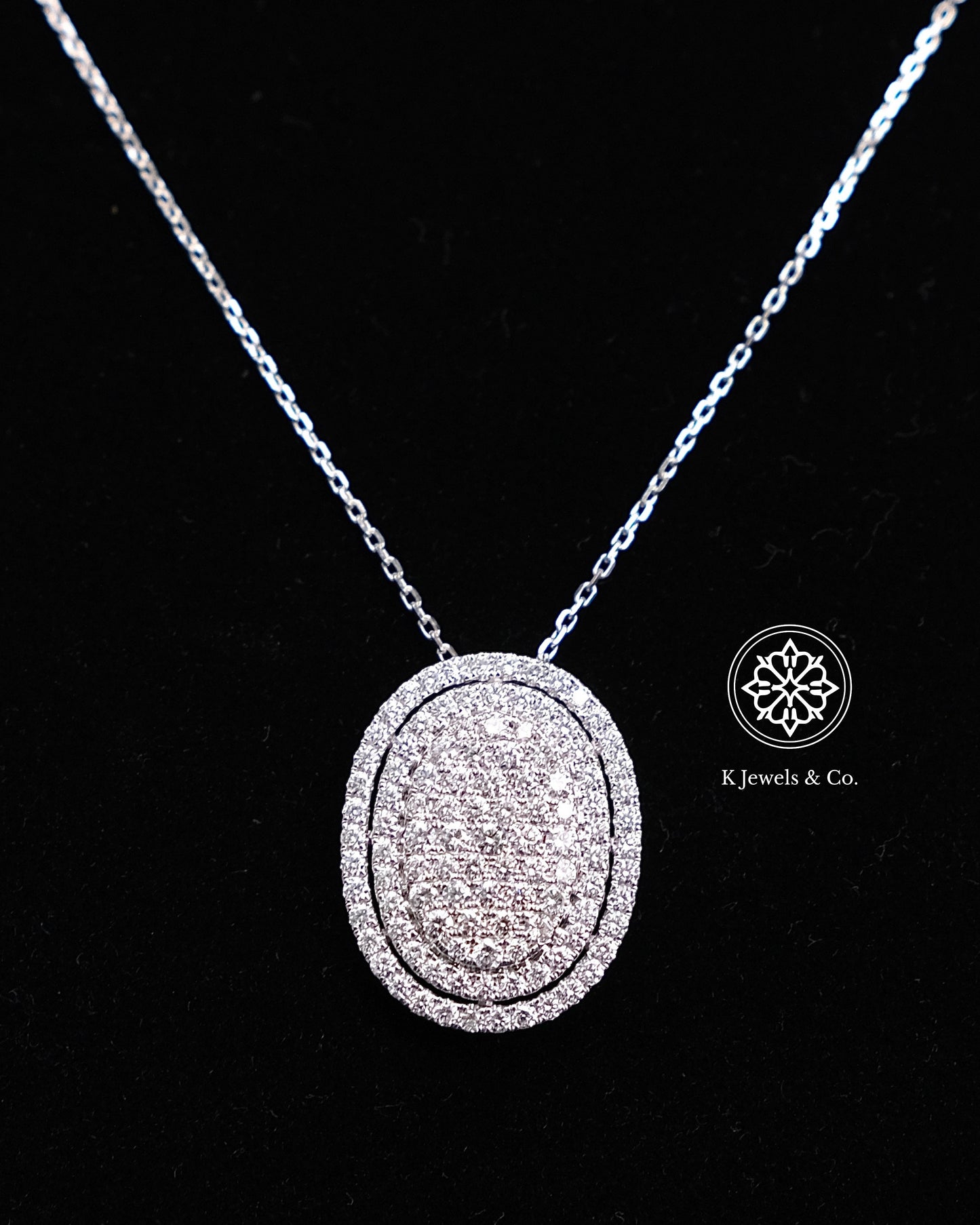 Oval Diamond Pendant w/ Chain