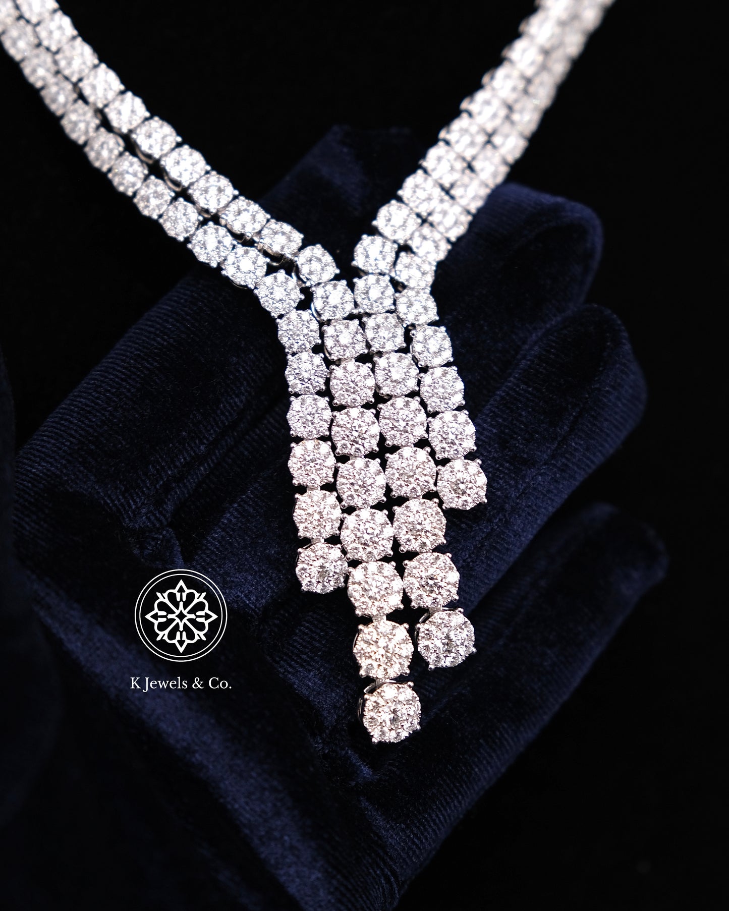 Diamond Drop Illusion Tennis Necklace