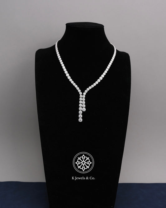 Diamond Drop Illusion Tennis Necklace