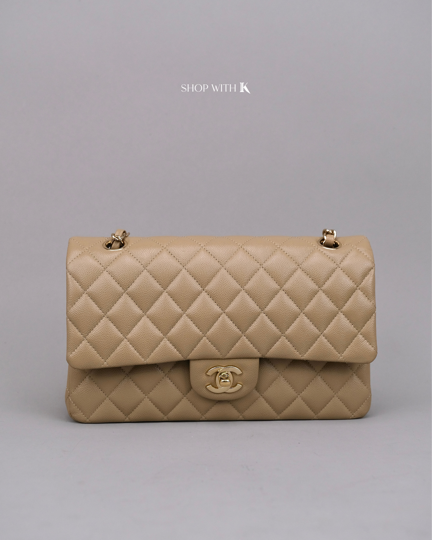 Chanel Classic Medium Flap Dark Beige GHW