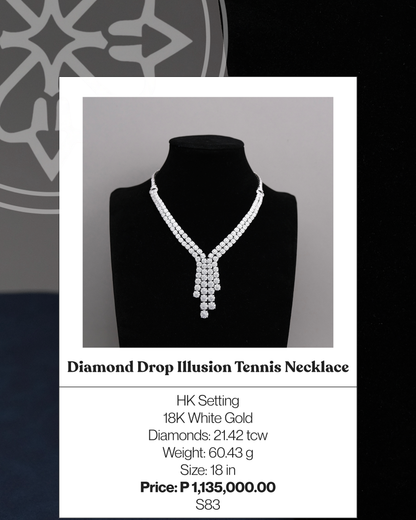 Diamond Drop Illusion Tennis Necklace