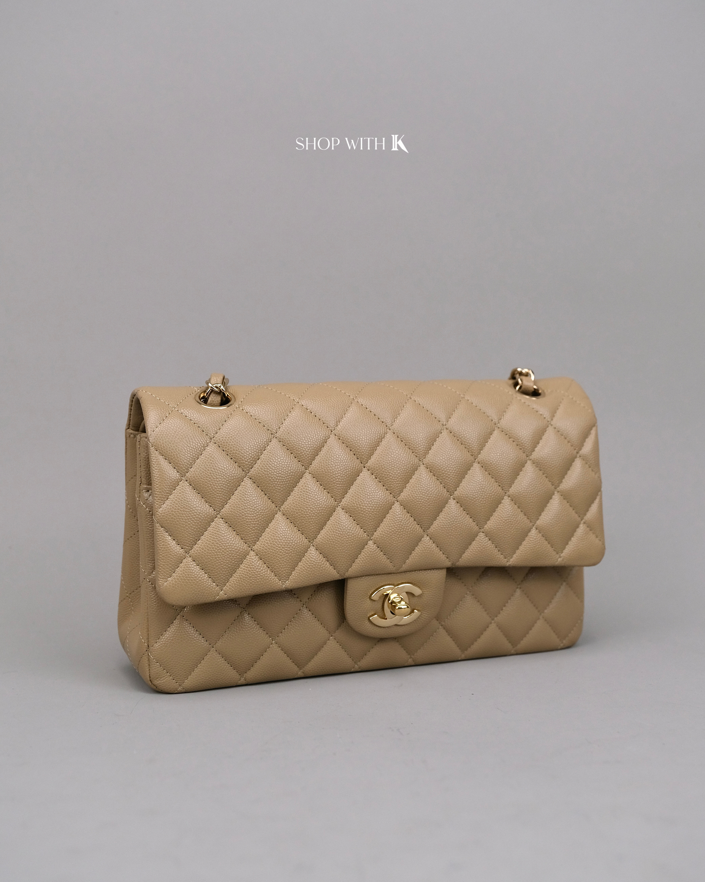 Chanel Classic Medium Flap Dark Beige GHW