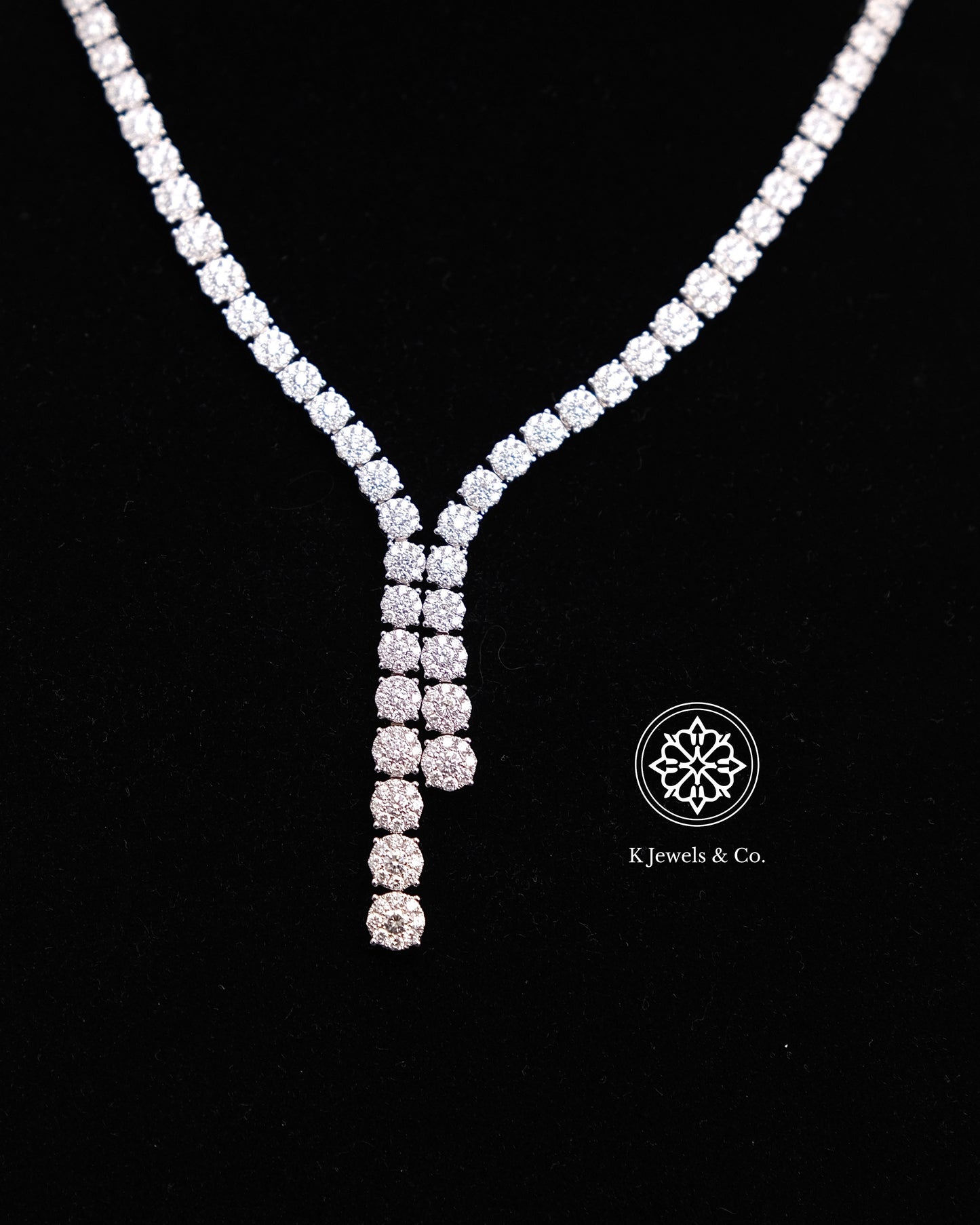 Diamond Drop Illusion Tennis Necklace