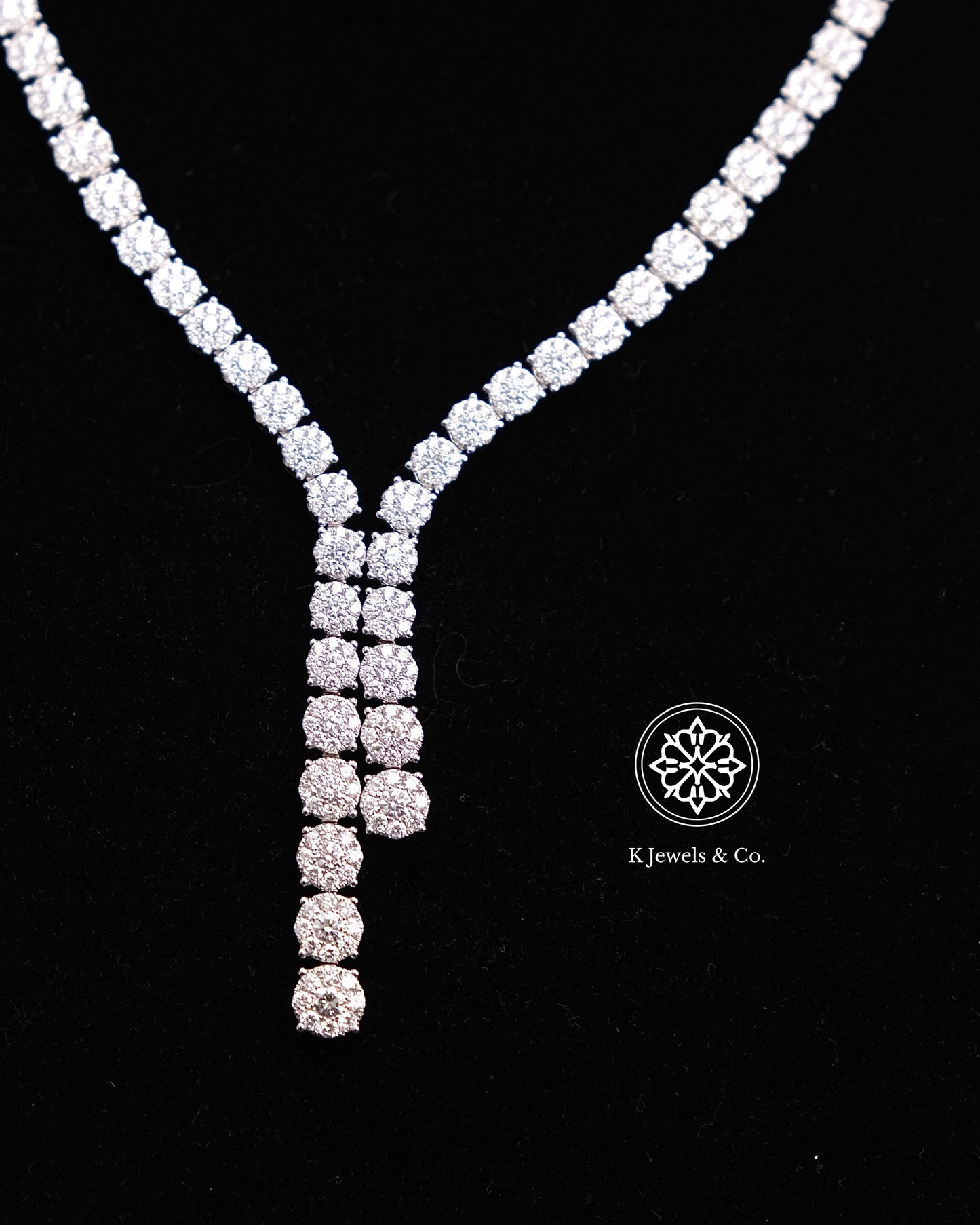 Diamond Drop Illusion Tennis Necklace