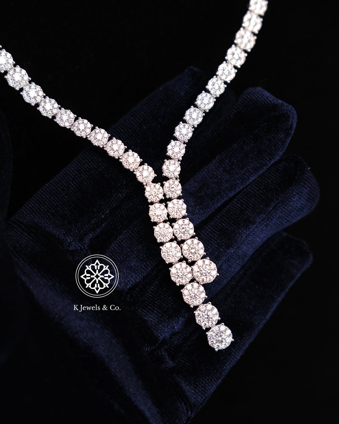 Diamond Drop Illusion Tennis Necklace