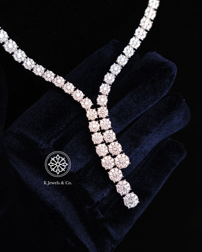Diamond Drop Illusion Tennis Necklace