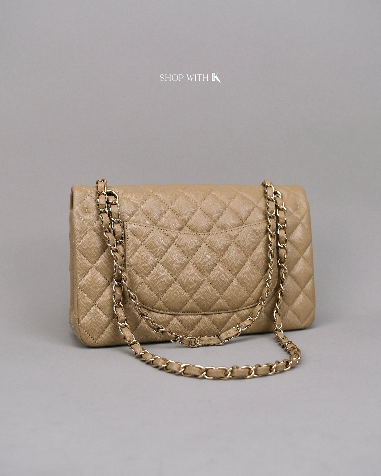 Chanel Classic Medium Flap Dark Beige GHW