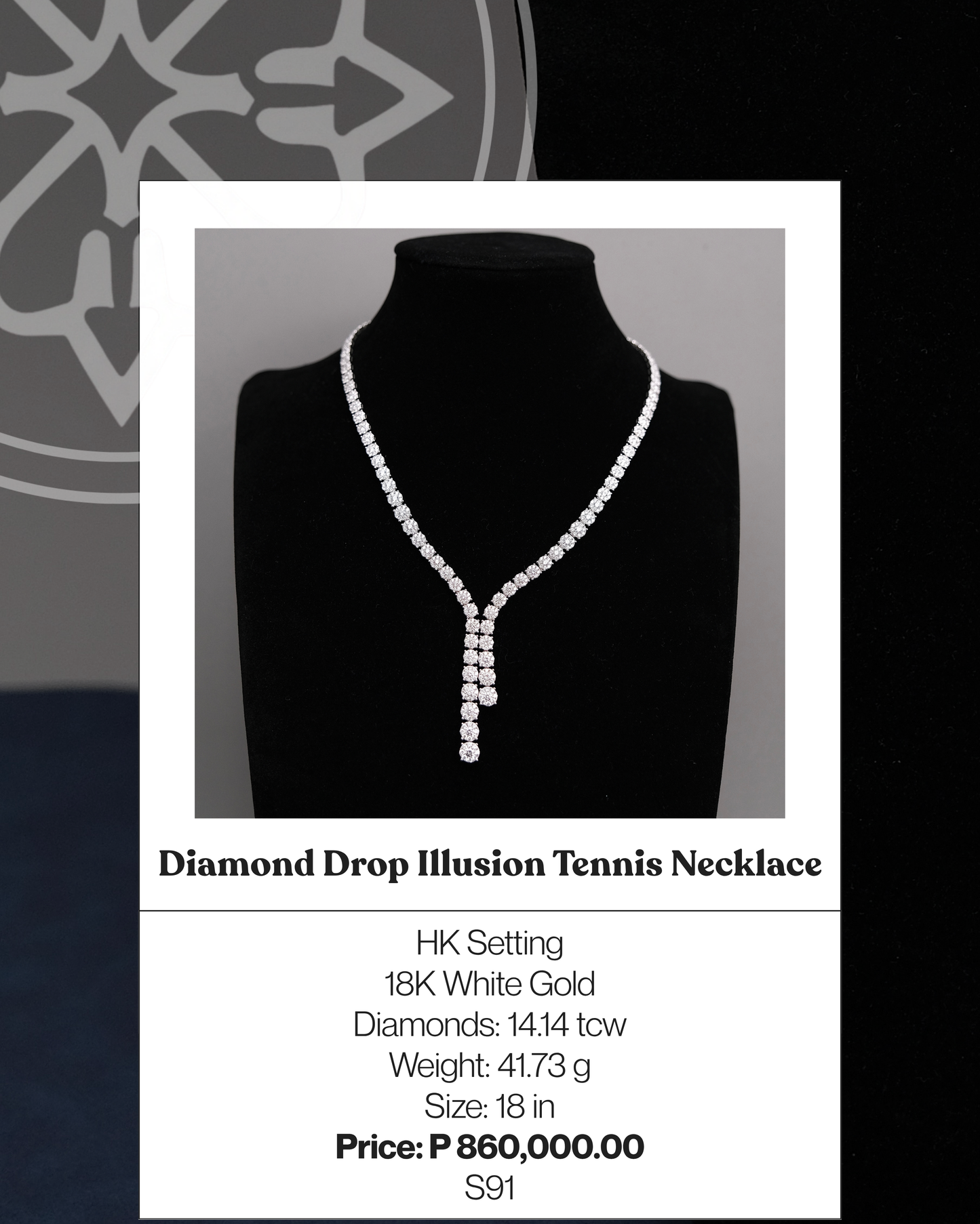 Diamond Drop Illusion Tennis Necklace
