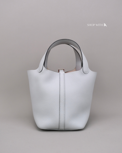 Hermes Picotin 18 Bleu Pale PHW