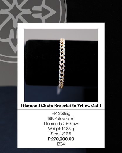 Diamond Chain Bracelet in Yellow Gold