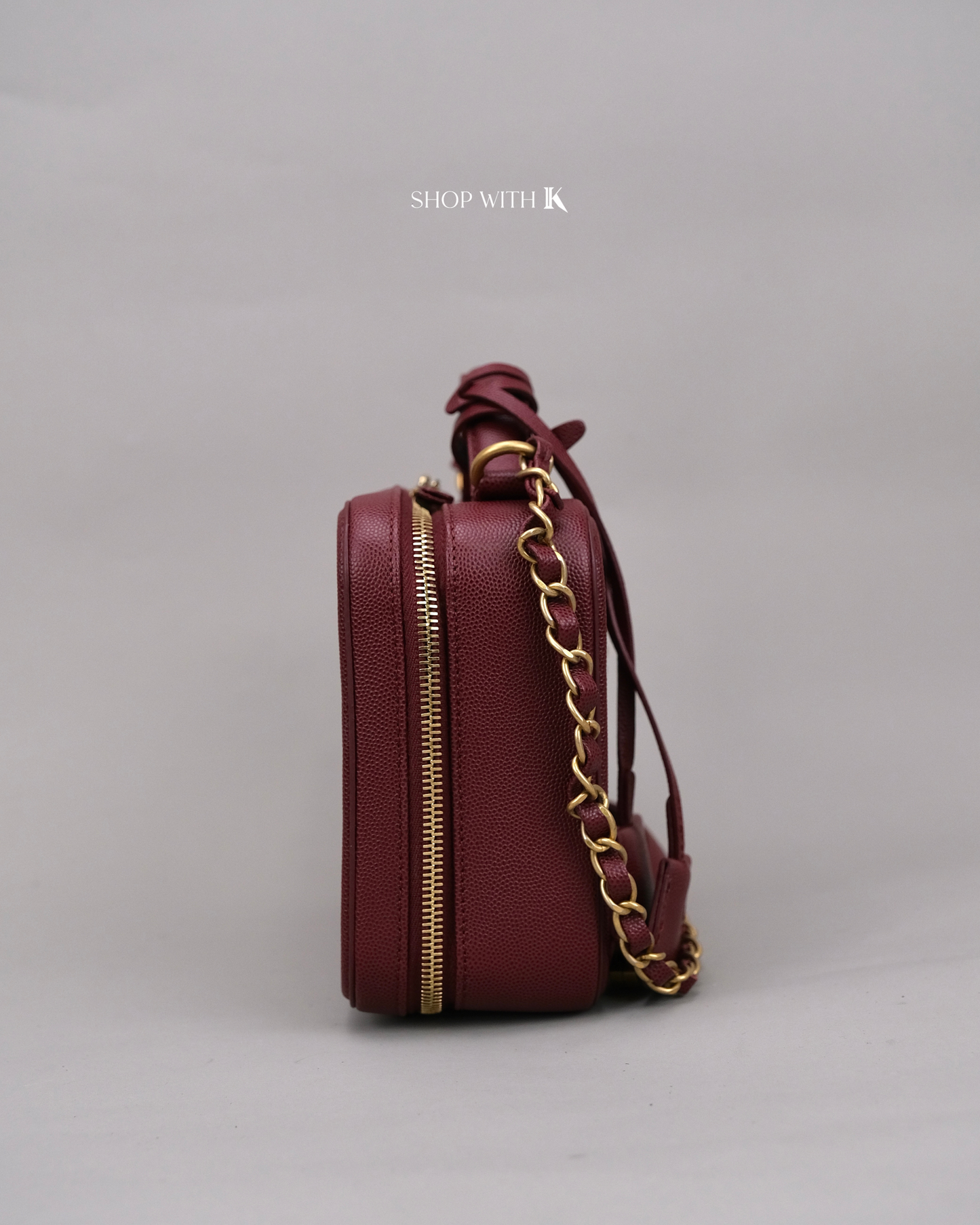 Chanel Filigree Vanity Case Burgundy