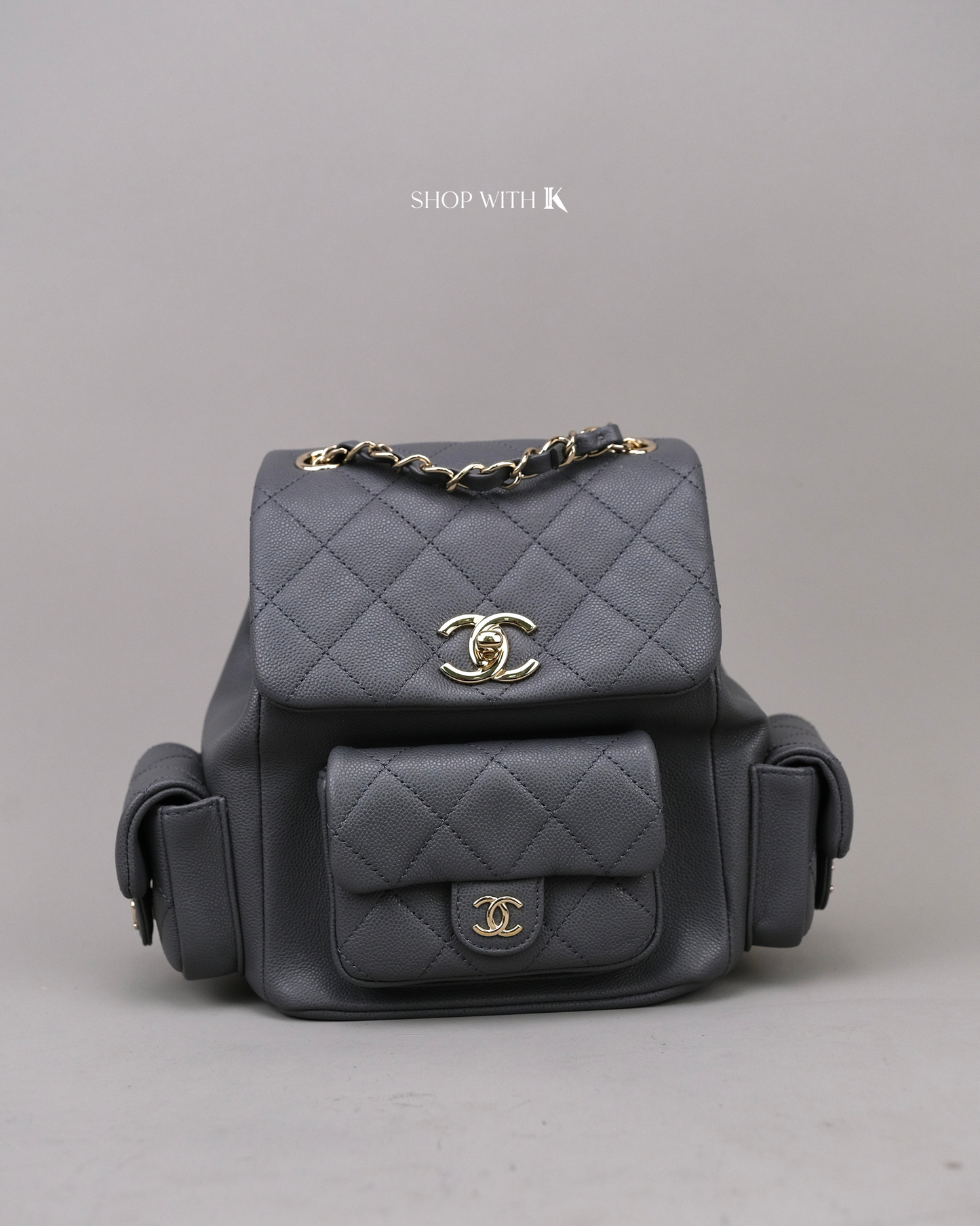 Chanel 23k New Tank Duma Backpack Dark Gray