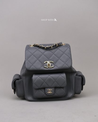 Chanel 23k New Tank Duma Backpack Dark Gray