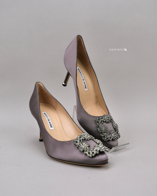 Manolo Blahnik Hangisi Satin Gray