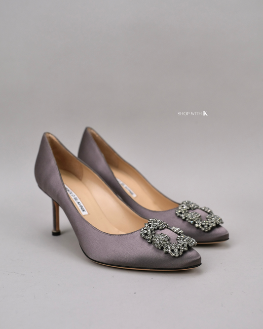 Manolo Blahnik Hangisi Satin Gray