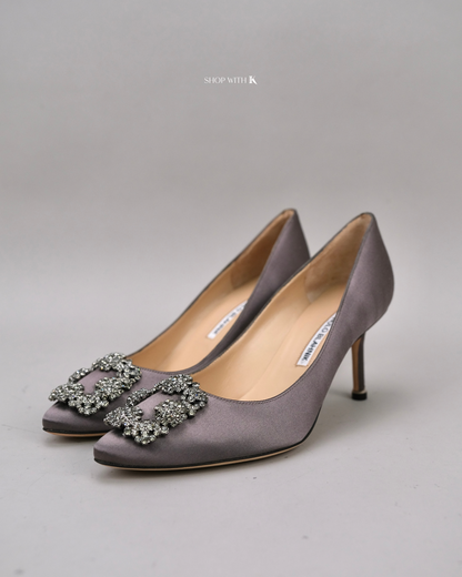 Manolo Blahnik Hangisi Satin Gray