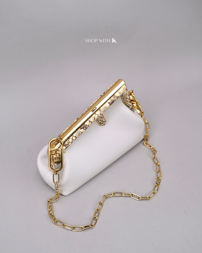 Fendi First Small White Snakeskin